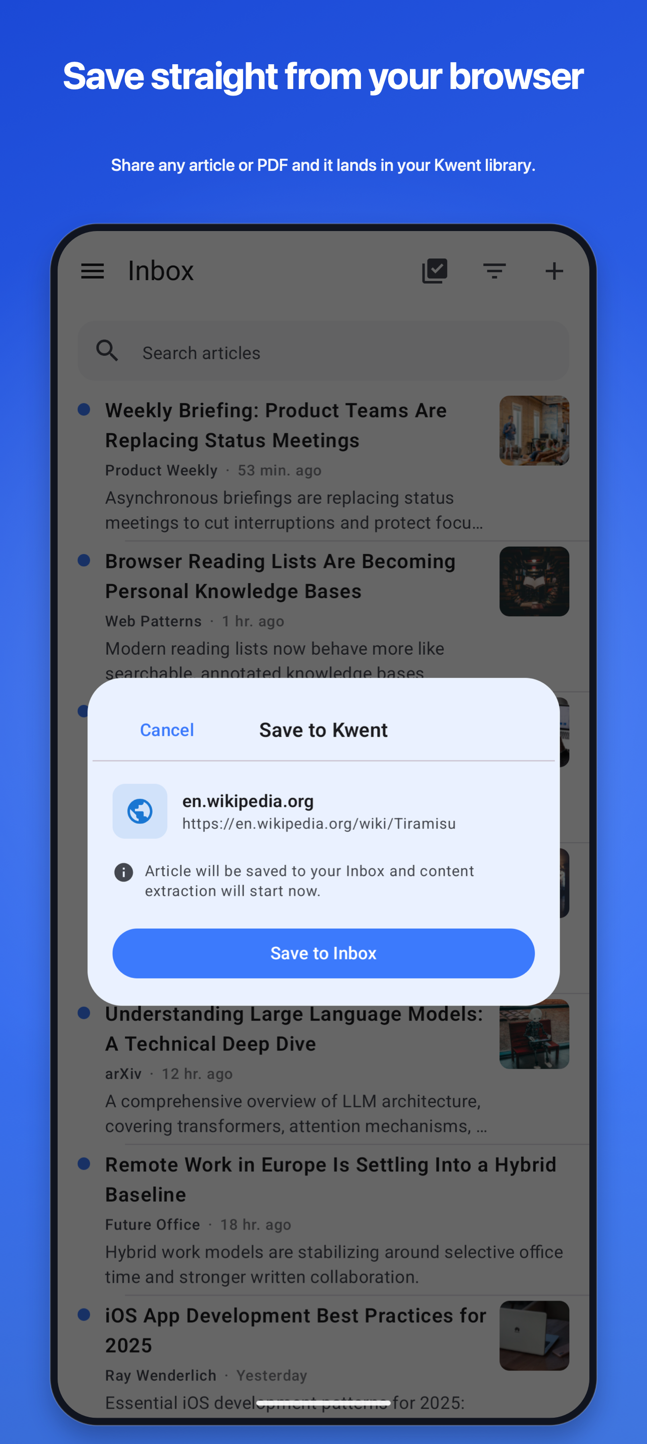 Share into Kwent from any browser on Android