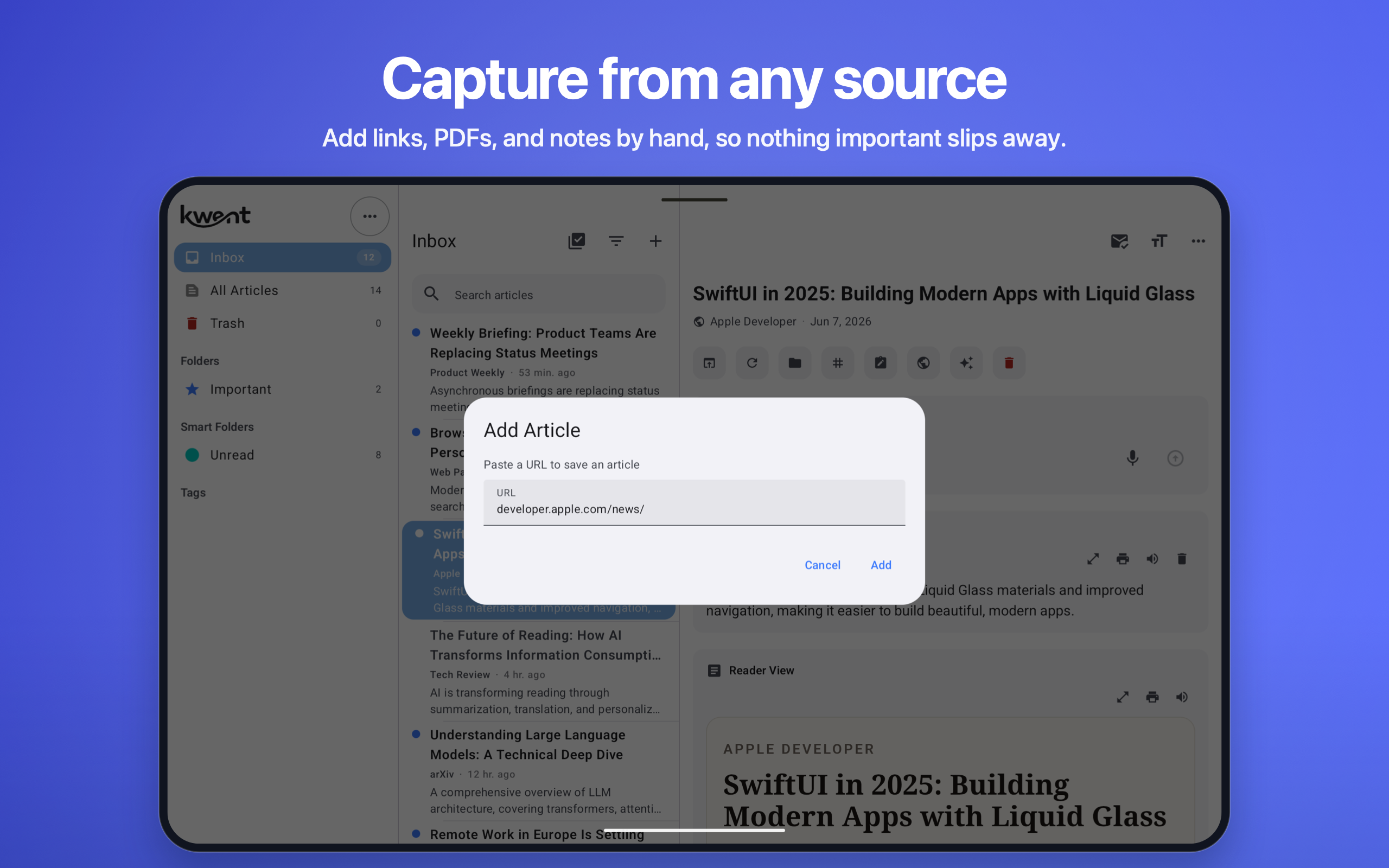 Add an article on Android tablet