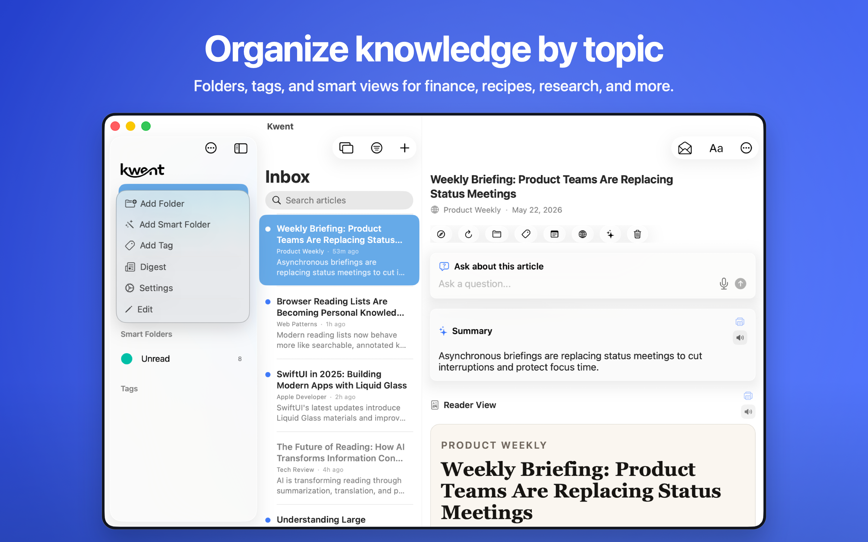 Sidebar menu on Mac