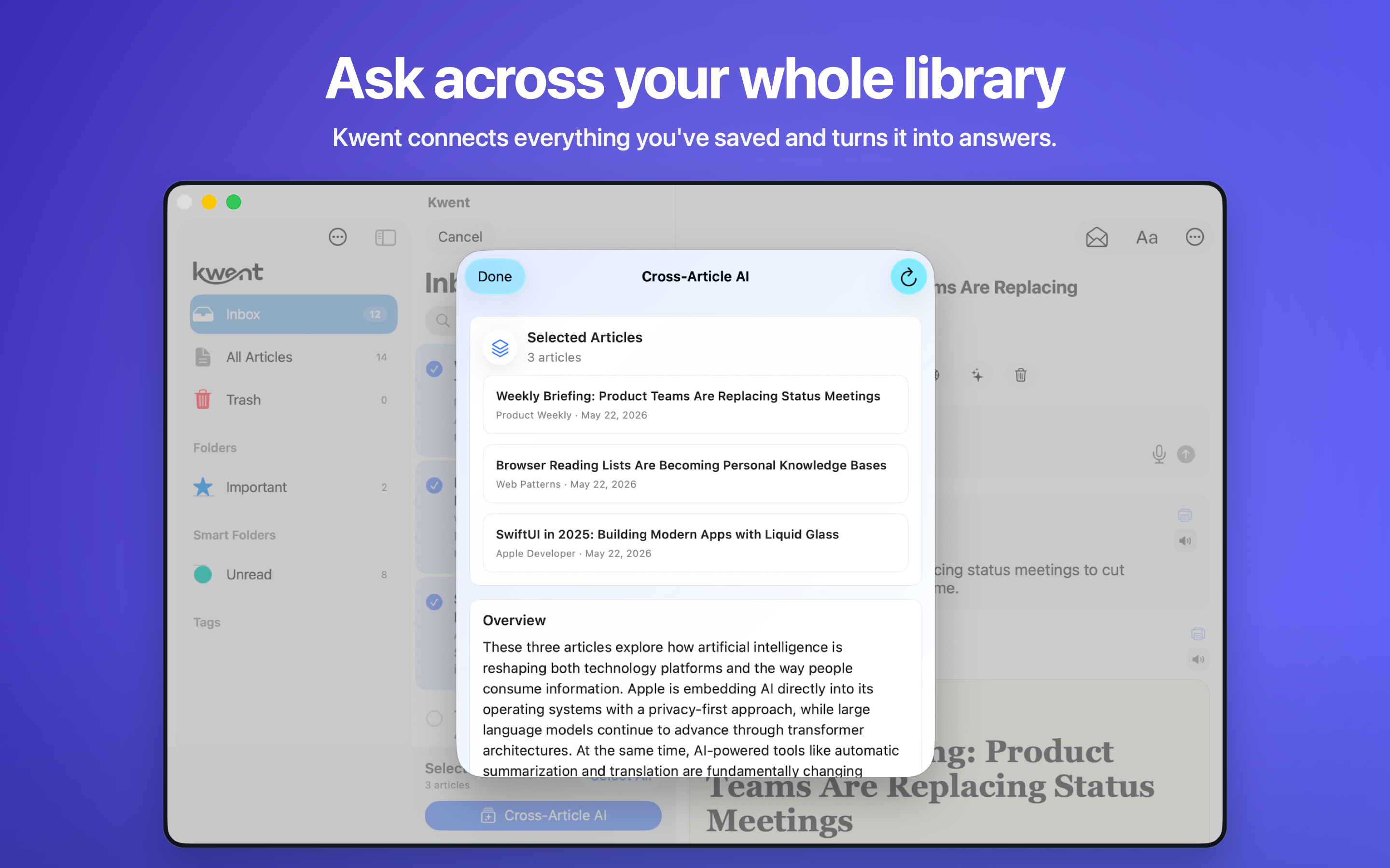 Cross-article AI on Mac
