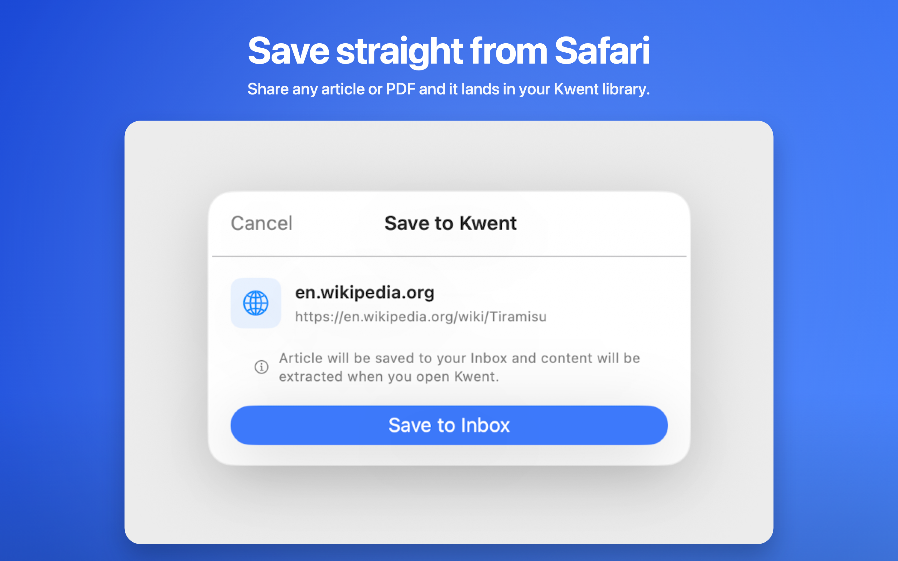 Save to Kwent on Mac