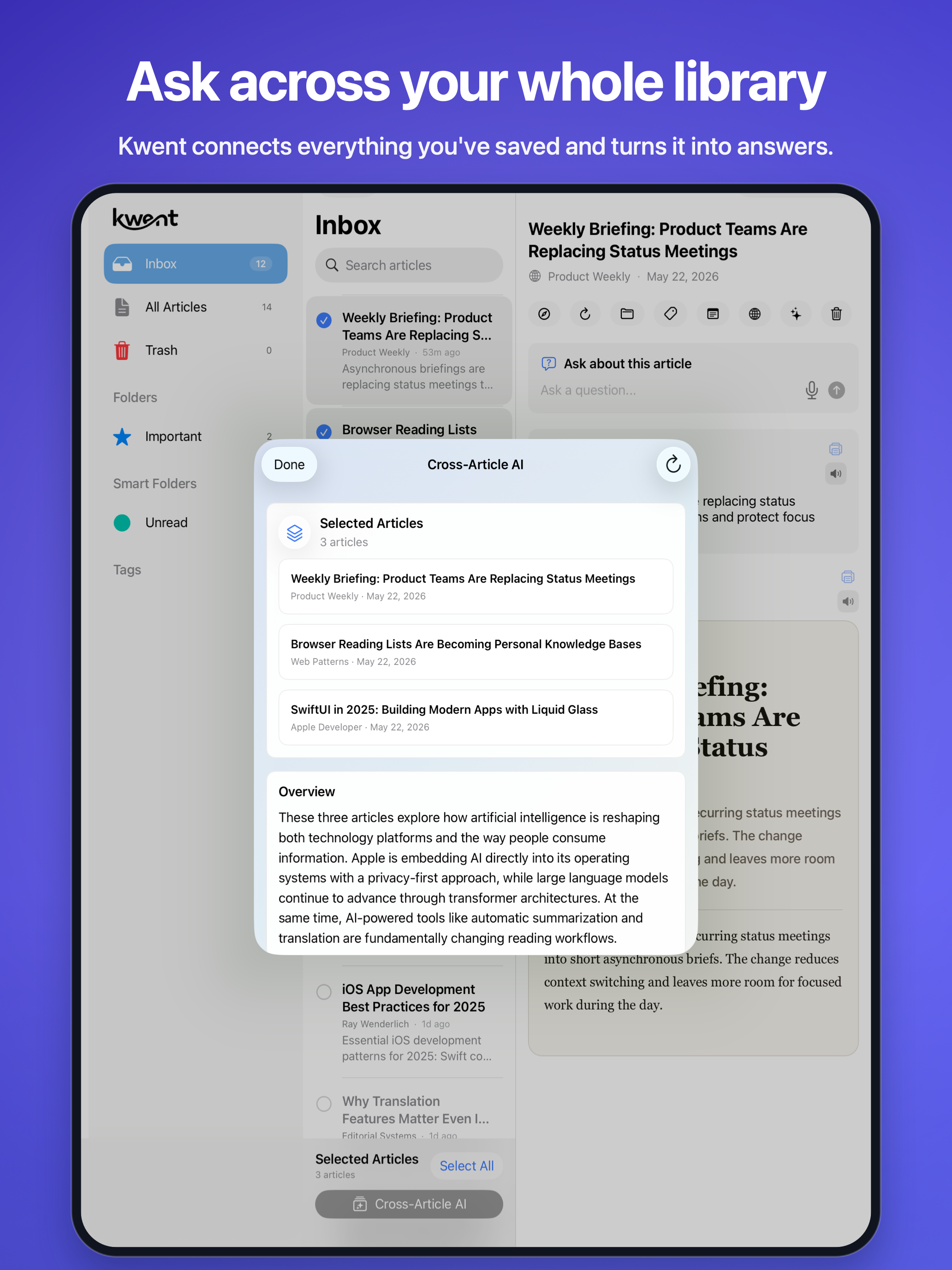 Cross-article AI on iPad