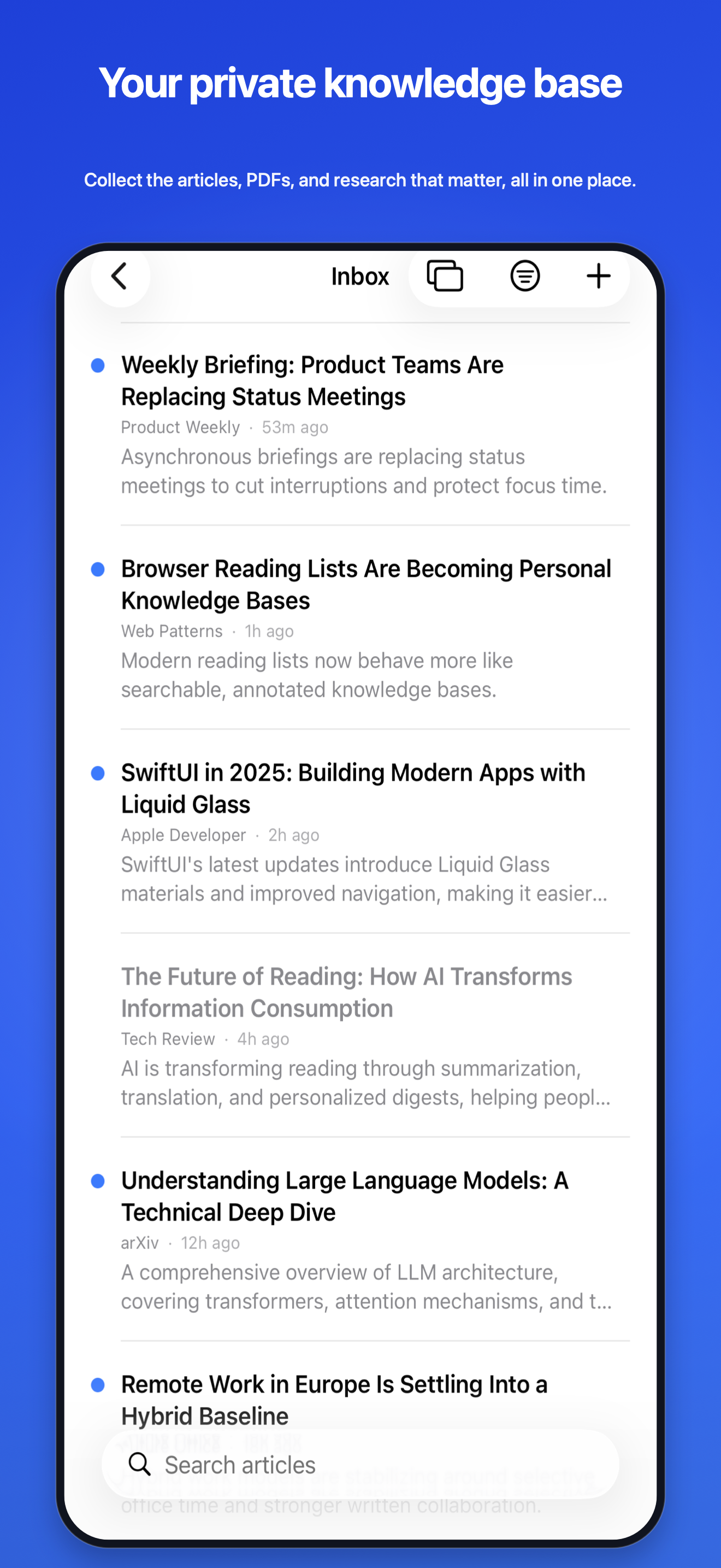 Kwent inbox on iPhone